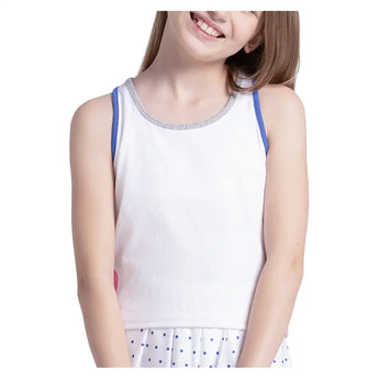 Girls' Rib Line Tennis Tank White and Taffy,Apparel,Lucky In Love,White/Taffy,2XS,Tennis Express,T329-127-3
