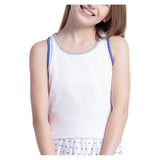Girls' Rib Line Tennis Tank White and Taffy,Apparel,Lucky In Love,White/Taffy,2XS,Tennis Express,T329-127-3