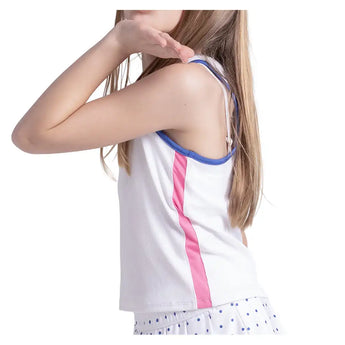 Girls' Rib Line Tennis Tank White and Taffy,Apparel,Lucky In Love,,,Tennis Express,T329-127-7