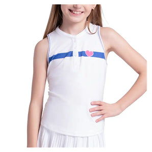 Girls' Love Is Bold Tennis Tank White,Apparel,Lucky In Love,White,2XS,Tennis Express,T331-10J110-3