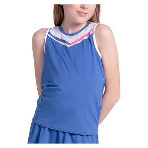 Girls' Game On Tie Back Tennis Tank Parisian Blue,Apparel,Lucky In Love,Parisian Blue,2XS,Tennis Express,T332-11J434-3