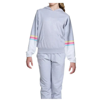 Girls' Over The Rainbow Tennis Hoodie Heather Grey-Apparel-Lucky In Love-TD9024024-U25-2-Tennis Express