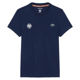 Women's Roland Garros Tennis T-Shirt,Apparel,Lacoste,166 Navy,2(EUR34),Tennis Express,TF8310-166-1