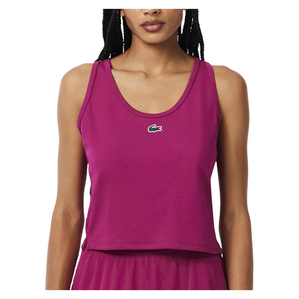 Women's Core Performance Tennis Training Tank Top Rubine Red, Lacoste, Tennis Express, TF8875-JBDF26-1