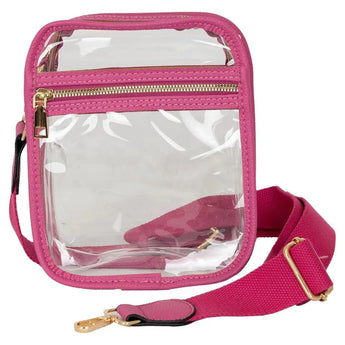 Clear Crossbody Bag Hot Pink-Bags-Mayvak-TG10432-HPK-Tennis Express