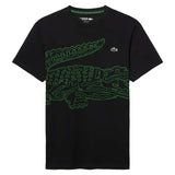 Men's Core Performance Padel Training Graphic Tee Black and Fluo Green,Apparel,Lacoste,Black/Fluo Green,S,Tennis Express,TH6682-XWRF26-1