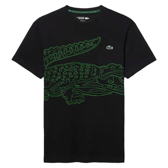 Men's Core Performance Padel Training Graphic Tee Black and Fluo Green,Apparel,Lacoste,Black/Fluo Green,S,Tennis Express,TH6682-XWRF26-1