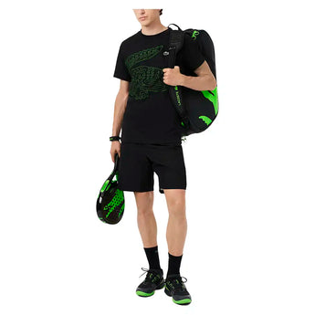 Men's Core Performance Padel Training Graphic Tee Black and Fluo Green,Apparel,Lacoste,,,Tennis Express,TH6682-XWRF26-5