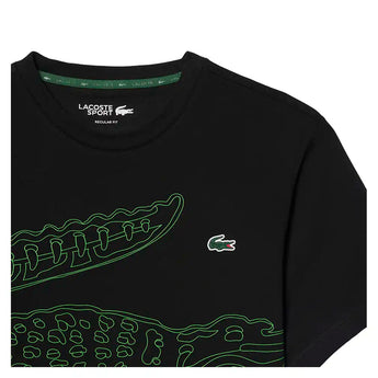 Men's Core Performance Padel Training Graphic Tee Black and Fluo Green,Apparel,Lacoste,,,Tennis Express,TH6682-XWRF26-6