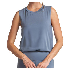 Women's Bubble Hem Muscle Tennis Tank Indigo-Apparel-Thrive Societe-TK4081048-INDS25-3-Tennis Express
