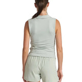 Women's Shirred Zip Polo Tennis Tank-Apparel-Thrive Societe-TK4096120_S2-Tennis Express