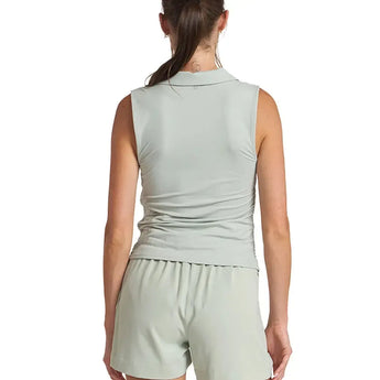 Women's Shirred Zip Polo Tennis Tank-Apparel-Thrive Societe-TK4096120_S2-Tennis Express