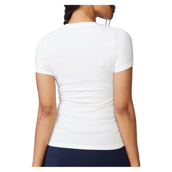 Women's Shirred Short Sleeve Rib Top White,Apparel,Thrive Societe,,,Tennis Express,TK4237150-2