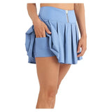 Women's Piped Pleated Tennis Skort Bay Blue and White-Apparel-Thrive Societe-TM7011024-BLUS25-5-Tennis Express