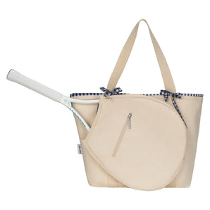Women's Tennis Tie Tote Navy Gingham, Ame and Lulu, Navy Gingham, Tennis Express, TTT436-B-NAVY-GINGHAM-1