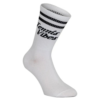 Tennis Vibes Socks White and Black-Socks-Runway Athletics-TVSWB-U24-Tennis Express