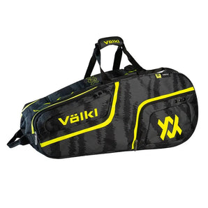 Tour Zebra 6 Pack Tennis Bag Black and Neon Yellow-Bags-Volkl-V74442-Tennis Express