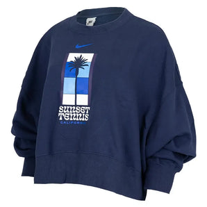 Women's Phoenix Fleece Tennis Crew-Apparel-Nike-W33302IW-S25-Navy-Tennis Express