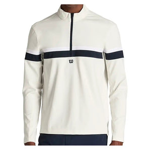 Men's Elevate Tennis Performance Half-Zip Sandrift and Classic Navy,Apparel,Wilson,Sandrift/Classic Navy,S,Tennis Express,WM00204W002001-F26-3