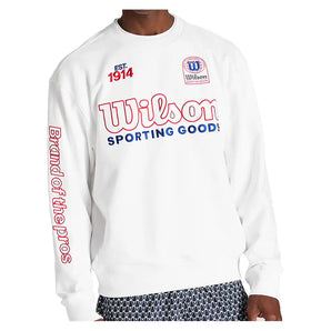 Men's Playstate Tennis Crew Sweatshirt Bright White and Varsity Red,Apparel,Wilson,Bright White/Varsity Red,S,Tennis Express,WN00049W001001-F26-3