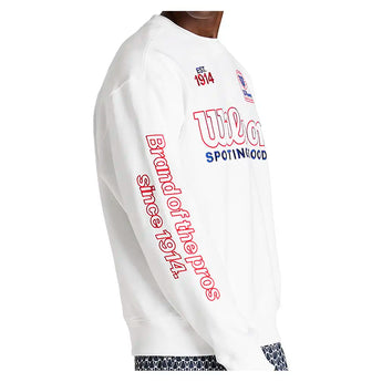Men's Playstate Tennis Crew Sweatshirt Bright White and Varsity Red,Apparel,Wilson,,,Tennis Express,WN00049W001001-F26-5