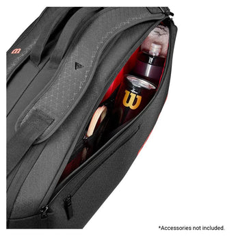 Clash V3 6 Pack Tennis Racquet Bag Black and Infrared-Bags-Wilson-WR8038101001-5-Tennis Express