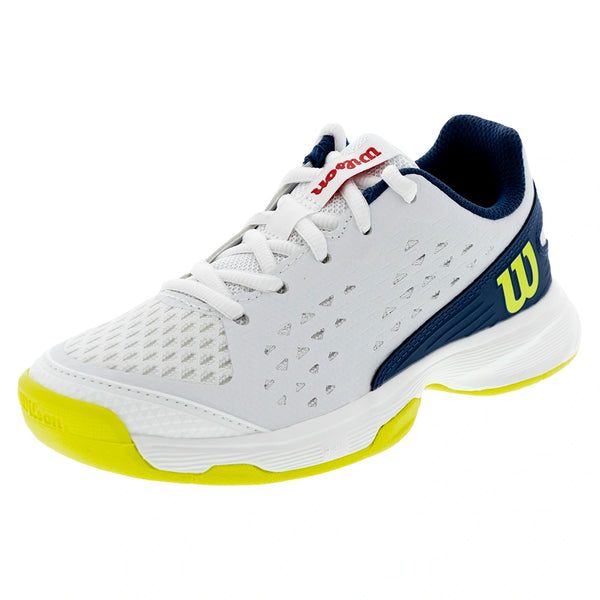 Juniors' RUSH PRO L Tennis Shoes Snow White and Ensign Blue,Footwear,Wilson,Snow White/Ensign Blue,11C,Tennis Express,WRS339580U-F26copy