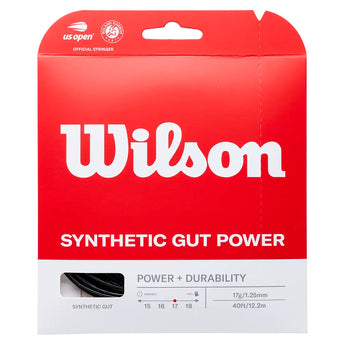 Synthetic Gut Power Tennis String,Strings,Wilson,Black,17,Tennis Express,WRZ945-bk-17-1