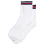 Unisex Quarter-Length Stripe Tennis Socks Bright White and Red Stripe,Socks,Wilson,Bright White/Red Stripe,M,Tennis Express,WU00016W001001-F26-1