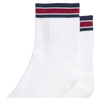 Unisex Quarter-Length Stripe Tennis Socks Bright White and Red Stripe,Socks,Wilson,,,Tennis Express,WU00016W001001-F26-6