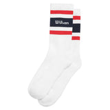 Unisex Crew Stripe Script Tennis Socks Bright White and Infrared,Socks,Wilson,Bright White/Infrared,M,Tennis Express,WU00063W001002-F26-1