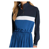 Women's Davenport Woven Long Sleeve Tennis Popover Classic Navy and Blue Quartz,Apparel,Wilson,Classic Navy/Blue Quartz,XS,Tennis Express,WW00210U001001-F26-3