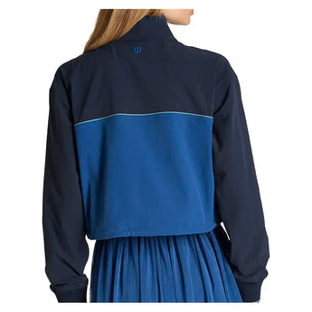 Women's Davenport Woven Long Sleeve Tennis Popover Classic Navy and Blue Quartz,Apparel,Wilson,,,Tennis Express,WW00210U001001-F26-4