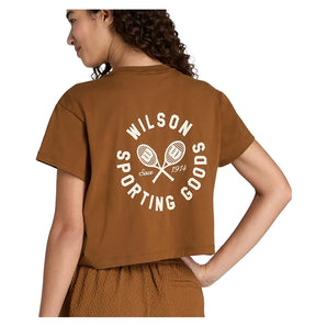 Women's Harper Crop Tennis Tee Caramel Cafe-Apparel-Wilson-WW00367N009001-1-Tennis Express