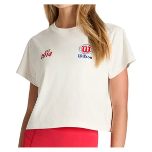Women's Harper Crop Tennis Tee Sandrift,Apparel,Wilson,Sandrift,XS,Tennis Express,WW00367W002002-F26-3