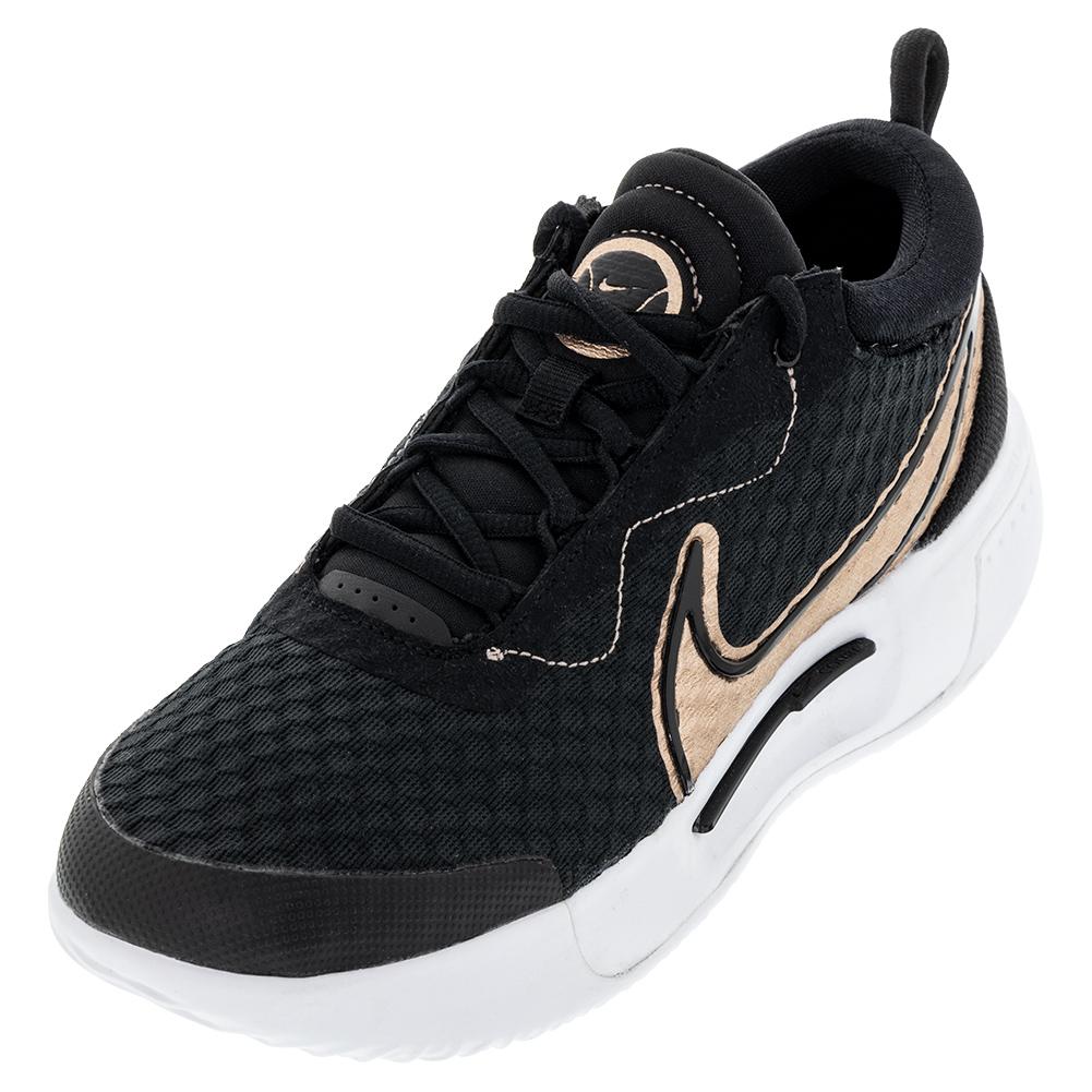 NikeCourt Women`s Zoom Pro Tennis Shoes Black and Metallic Red Bronze