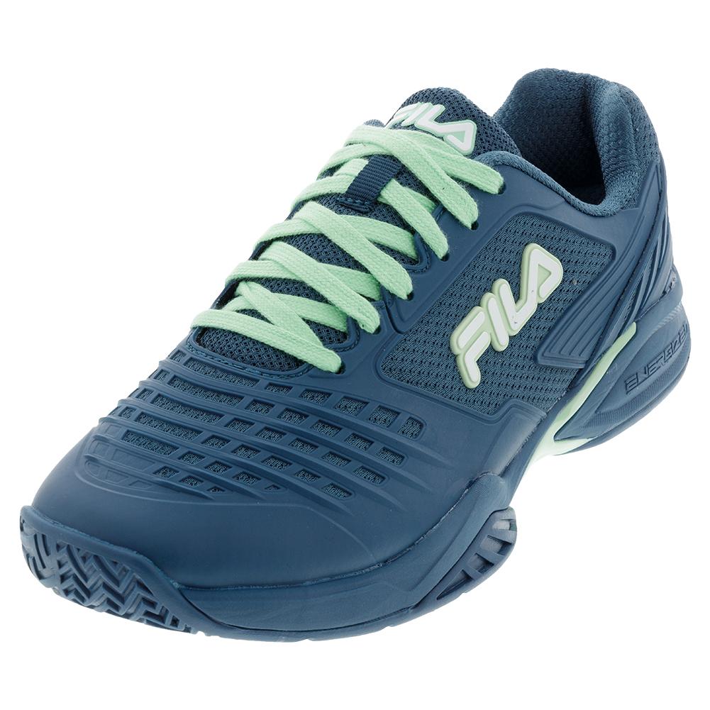 Fila Men`s Axilus 2 Energized Tennis Shoes Blue Coral and Green Ash