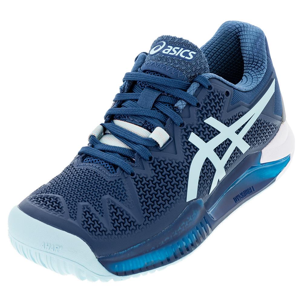 ASICS Women`s GEL-Resolution 8 Tennis Shoes Light Indigo and Clear Blue