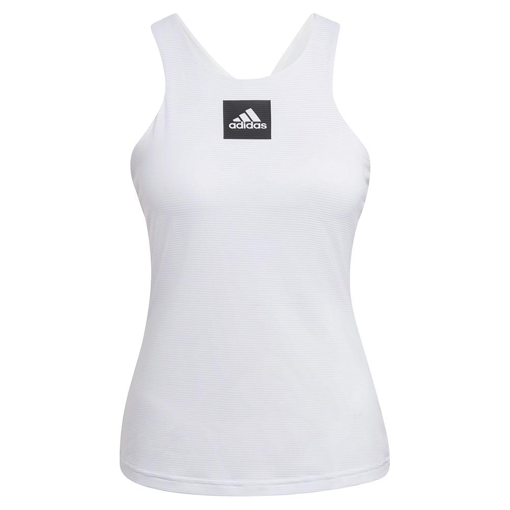 adidas Women`s Primeblue HEAT.RDY Y-Back Tennis Tank White and Black