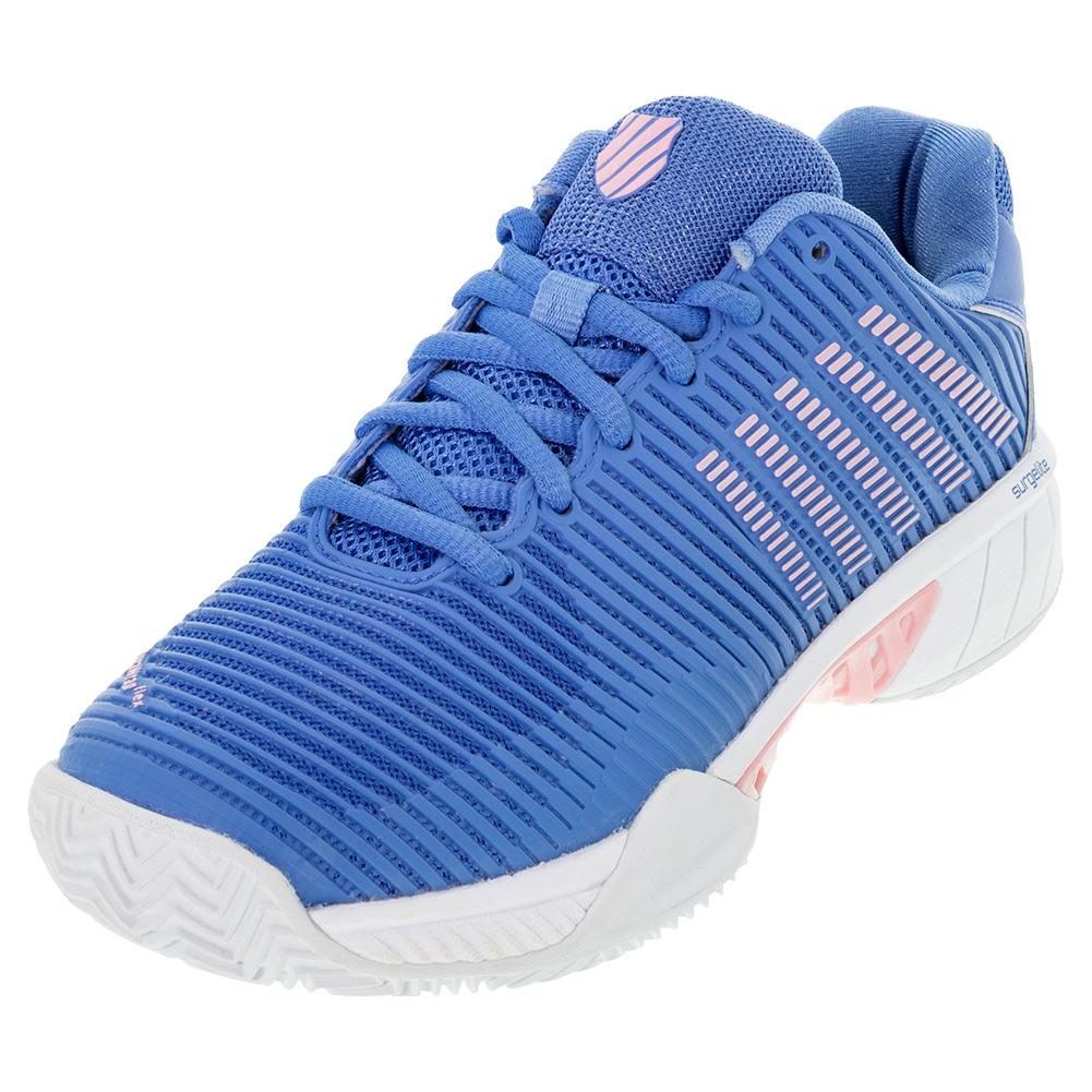 K-Swiss Women`s Hypercourt Express 2 HB Clay Tennis Shoes Silver Lake Blue  and White