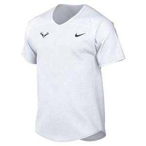 Men`s Rafa Court Knit Dri-FIT Advantage Short Sleeve Tennis Top White