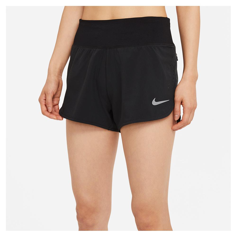 NIKE Women`s Eclipse Running Shorts Black and Reflective Silver