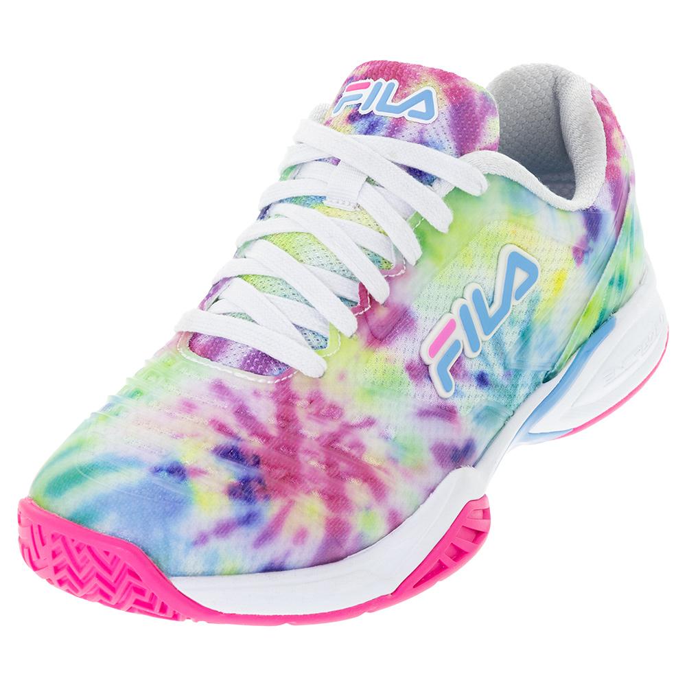 FILA Women`s Axilus 2 Energized Tie Dye Tennis Shoes Lettuce Green and  Ethereal Blue