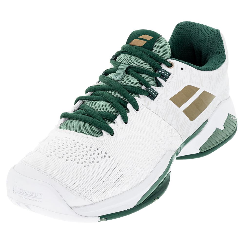 Babolat Men`s Propulse Blast AC Wimbledon Tennis Shoes White and Dark Green