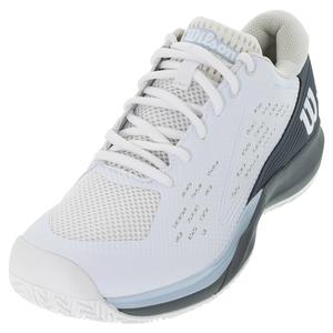 Women`s Rush Pro Ace Pickler Pickleball Shoes White and Stormy Weather