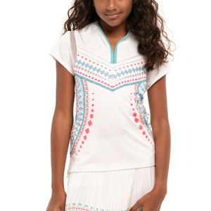 Girls` Desert Vibes Short Sleeve Tennis Top White