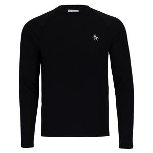 Men`s Solid Performance Long Sleeve Tennis Raglan Caviar