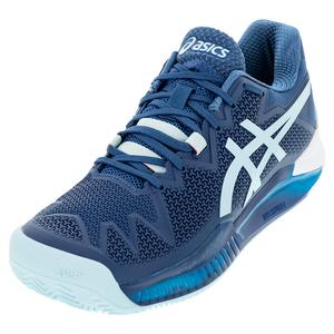 ASICS Women`s GEL-Resolution 8 Clay Tennis Shoes Light Indigo and Clear Blue