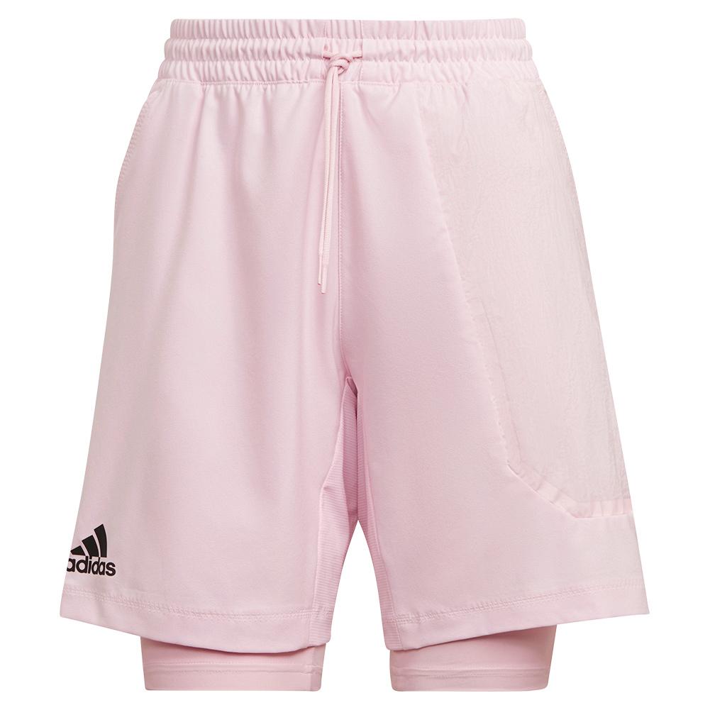 Adidas Men`s US Series 7 Inch 2 in 1 Tennis Short Clear Pink