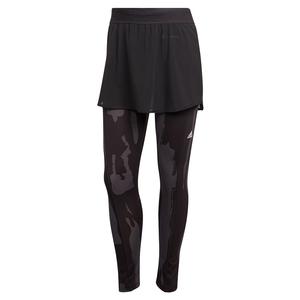 Women`s New York 7/8 2 in 1 Tennis Tights Carbon and Black